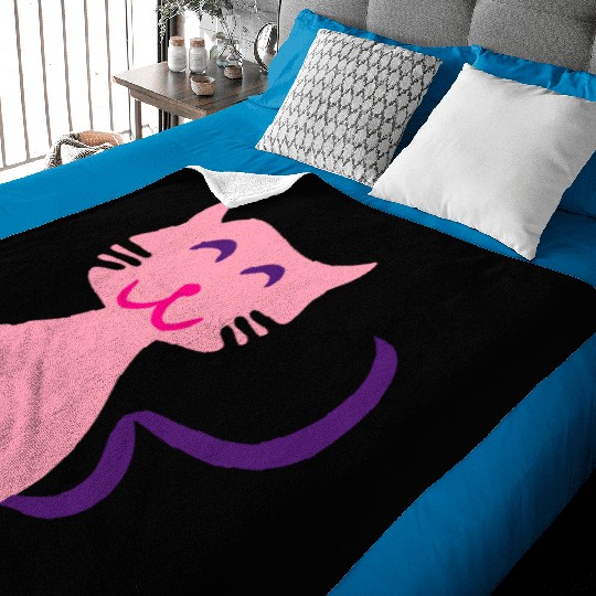 ♥ټCute Giggly Pink Kitty Cat-Meow Meowټ♥ Baby Blankets