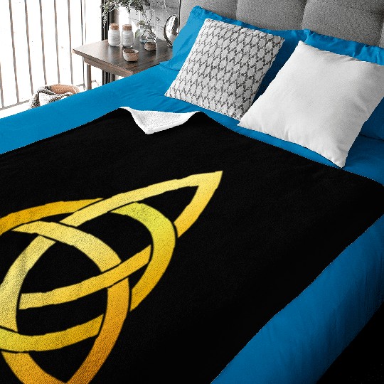 Original Triquetra circle celtic knot gold Baby Blankets
