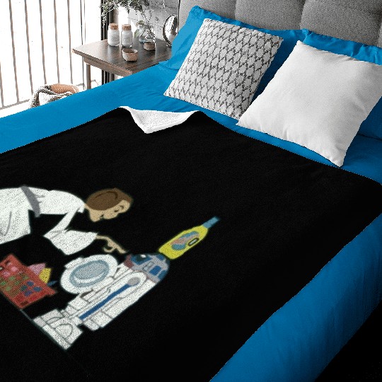 Funny Star Wars r2d2 and Leia comic Baby Blankets