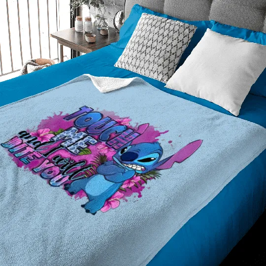 Discover Stitch Touch Me And I Will Bite You Baby Blankets, Disney Stitch Baby Blankets, Lilo And Stitch