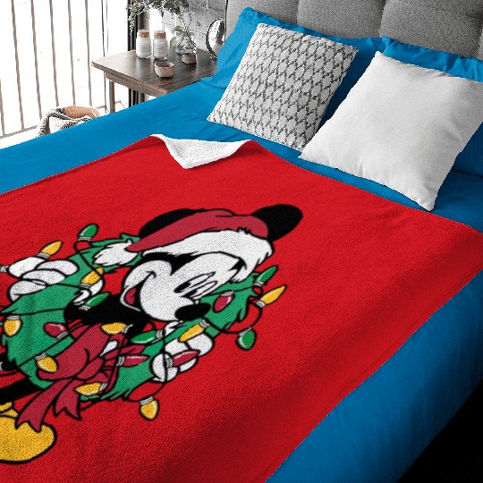 Disney Mickey Mouse Christmas Lights, Christmas Wreath Baby Blankets