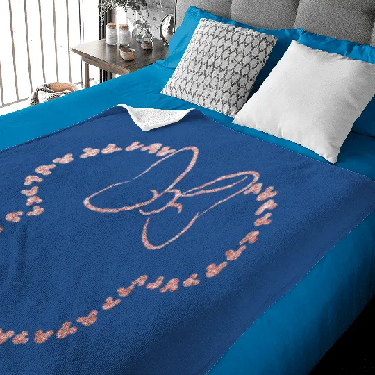 Glitter Rose Gold Minnie Baby Blankets, Disney Baby Blankets, Minnie Ear Baby Blankets