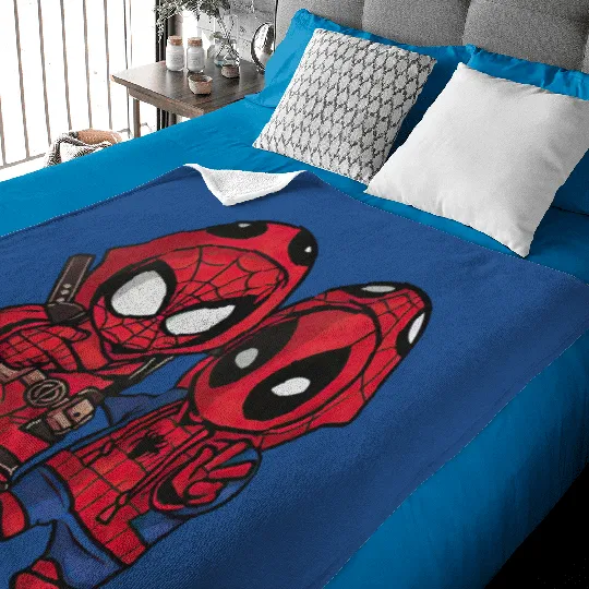 Marvel Spider-man And Deadpool Cosplay Cute Friends Unisex Baby Blankets, Disneyland Family Vacation