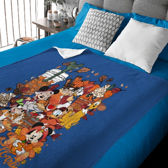 Disney Fall Vibes Baby Blankets, Disney Pumpkin Spice Baby Blankets, Mickey And Friends Fall Baby Blankets