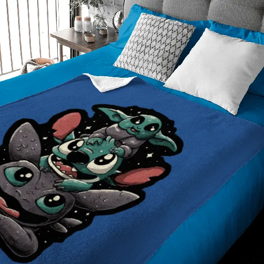 Disney Stitch and Toothless Baby Blankets