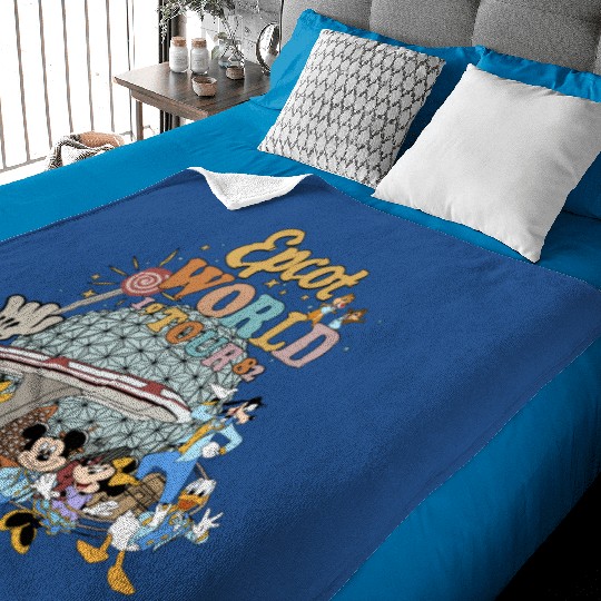 Disney Epcot World Tour Baby Blankets, Retro Disney Epcot Baby Blankets, Mickey And Friends Mickey