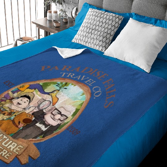 Disney Up Paradise Falls Est 2009 Travel Co. Baby Blankets, Adventure is out there Disney Up Baby Blankets