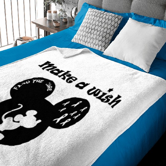 Disney Cancer Baby Blankets, Make A Wish, Fight for A Cure, Mickey Mouse Cancer Warrior