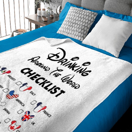 Mickey Beer Minnie Front and Back, Epcot Drinking Around The World , Drinking Around the world checklist, Disney Couple s Baby Blankets
