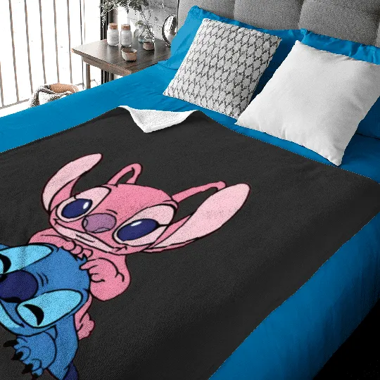 Stitch Disney Baby Blankets, Stitch and Angel Couple Baby Blankets, Disneyland Baby Blankets