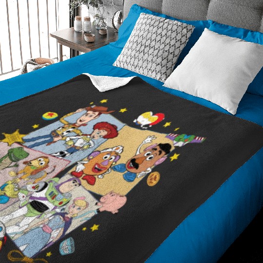 Retro Toy Story Baby Blankets, Disney Family Baby Blankets, Toy Story Friends tanks, Woody Jessie Buzz Lightyear, Aliens Slinky T-Rex