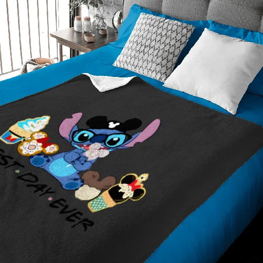 Disney Stitch Best Day Ever, Disney Snacks Baby Blankets, Stitch Snacks Baby Blankets