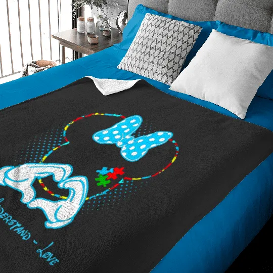 Accept Understand Love Autism Minnie Mouse Baby Blankets, Disney Autism Mom Baby Blankets