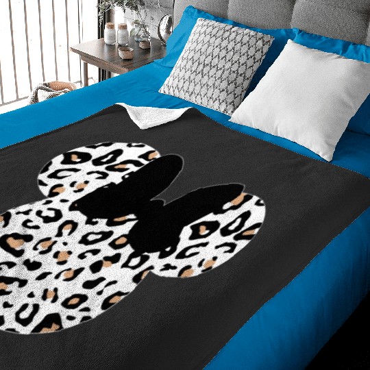 Leopard print Minnie Baby Blankets, Women's Disney Baby Blankets, Animal Kingdom Baby Blankets