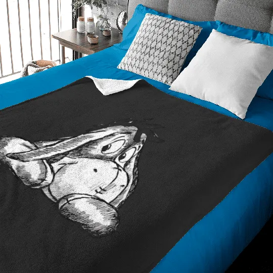 Disney Winnie The Pooh Cute Eeyore Portrait Sketch Baby Blankets, Disneyland Vacation Trip Baby Blankets