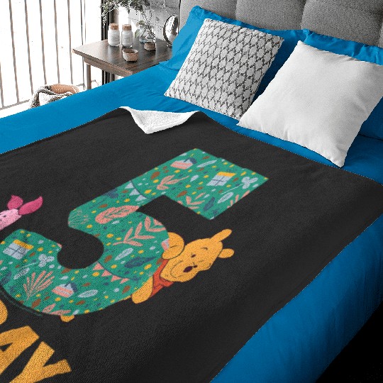 Kids Disney Winnie the Pooh Piglet Birthday 5 Years Old Today Baby Blankets