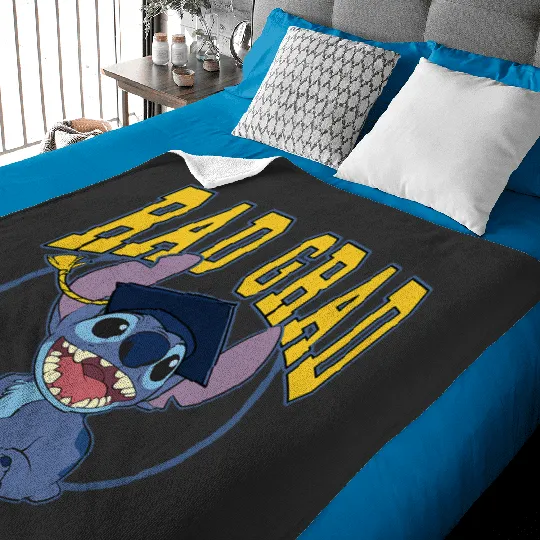 Disney Lilo Stitch Graduation Stitch Bad Grad Collegiate Baby Blankets