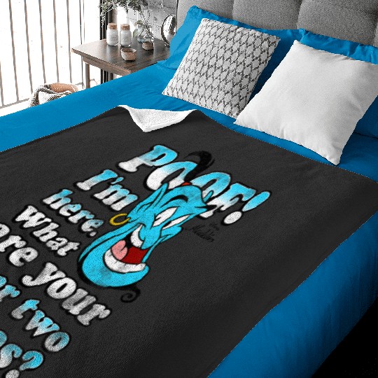 Disney Aladdin Genie POOF! 2 Wishes Gradient Text Portrait Baby Blankets