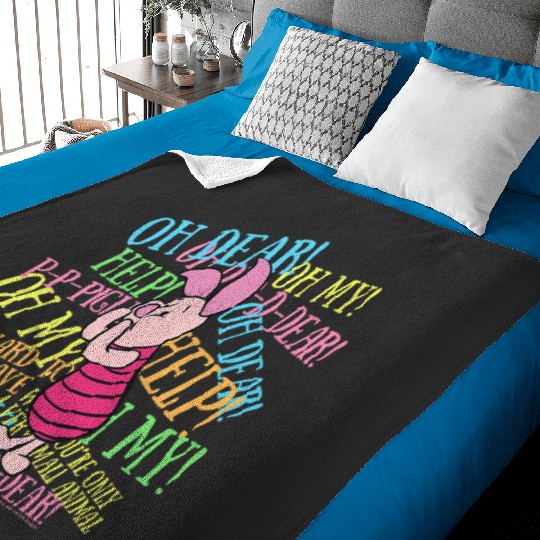 Disney Winnie The Pooh Piglet Scared Quotes Baby Blankets
