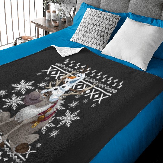 disney frozens Olaf Sven Riding Antlers Ugly Sweater Baby Blankets