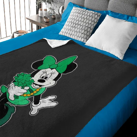 Disney Retro Shamrock Minnie Mouse St. Patricks Day Baby Blankets