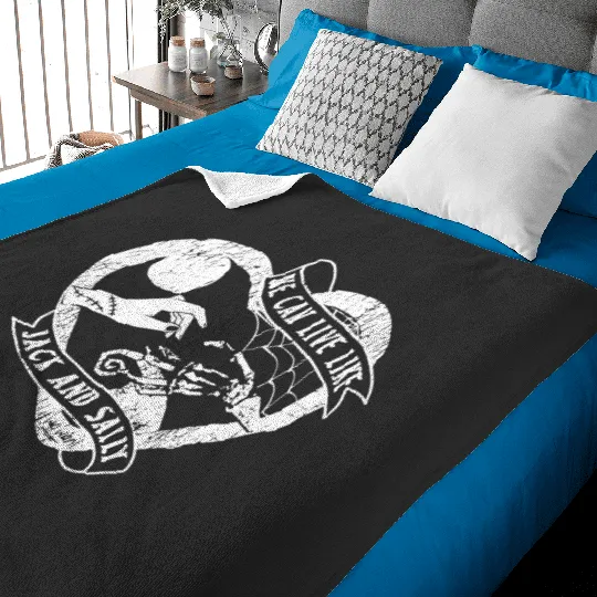 We Can Live Like Jack and Sally Baby Blankets, Disney Love Couple Baby Blankets, Nightmare Before Christmas Jack and Sally