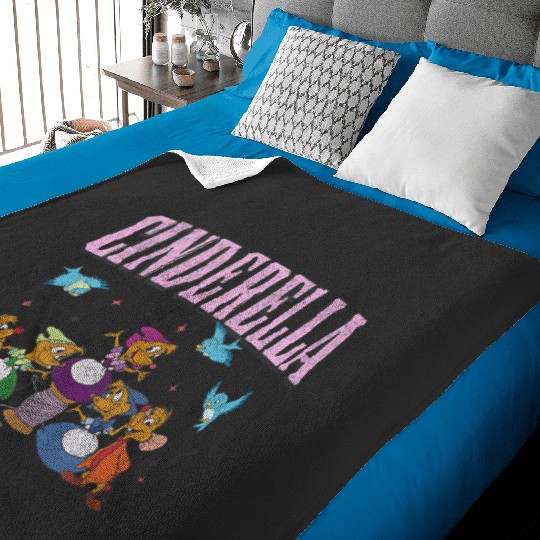 Disney Cinde Cute Cinderellas Helpers Group Shot Logo Baby Blankets