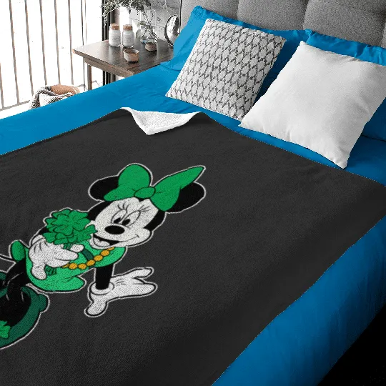 Disney Retro Shamrock Minnie Mouse St. Patricks Day Baby Blankets