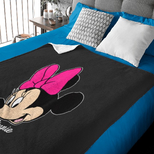 Disney Mickey And Friends Minnie Mouse Big Face T-Shirt, Black, Small Baby Blankets