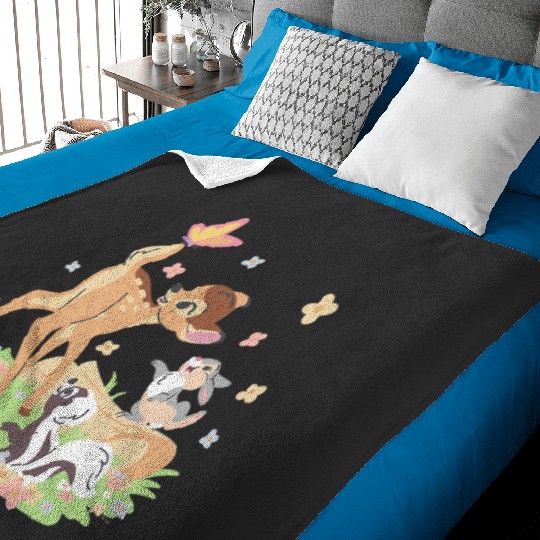 Disney Bambi Thumper Flower Pastel Spring Easter Butterfly Baby Blankets
