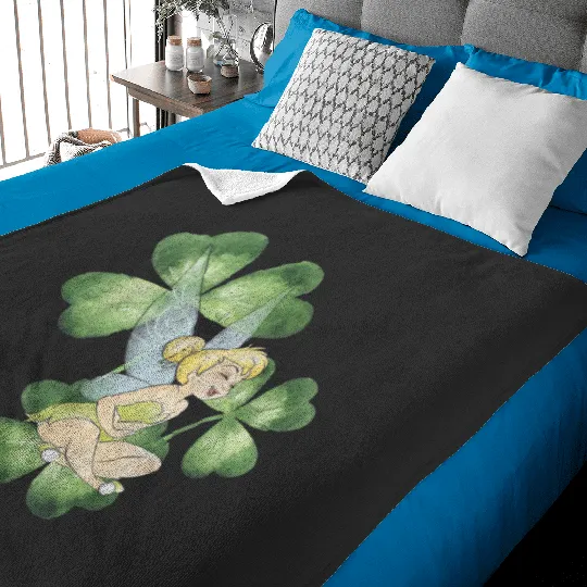 Disney Peter Pan St. Patrick's Day Tinker Bell Clover Retro T-Shirt Baby Blankets