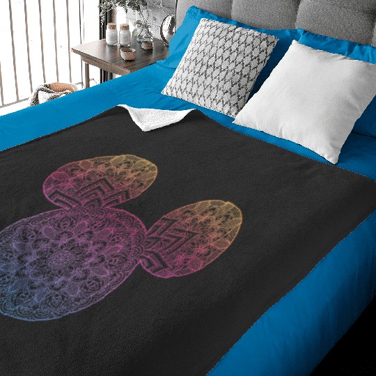 Womens Disney Mickey And Friends Mandala Mickey Ears VNeck Baby Blankets