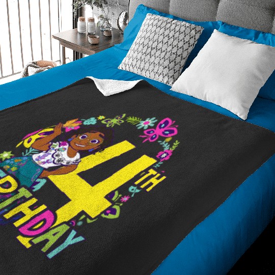 Disney Encanto Mirabel 4th Birthday Smile Floral Portrait Baby Blankets