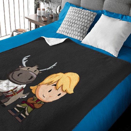 disney frozens 2 Sven and Kristoff Chibi Art Baby Blankets