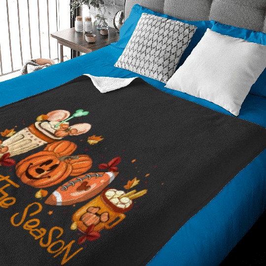 Mickey Pumpkin Tis The Season Disney Halloween Baby Blankets, Disney Thanksgiving Matching