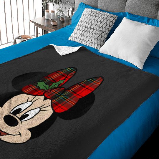 Womens Disney Mickey And Friends Christmas Minnie Mistletoe Bow VNeck Baby Blankets