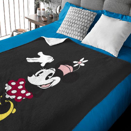 Disney Minnie Mouse Waving Pose Cute Flower Hat Portrait Baby Blankets