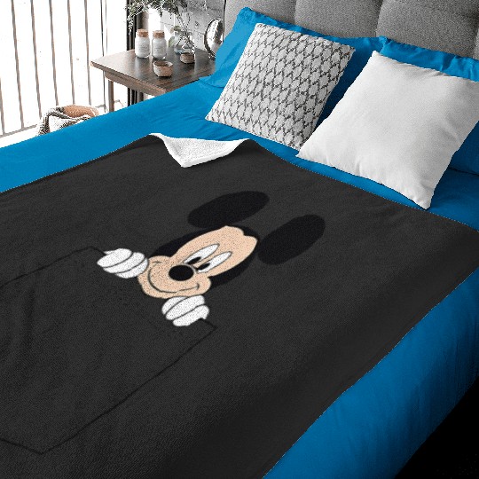 Disney Adult Classic Fit Mickey Mouse  - Blue Cotton Crew Neck Baby Blankets