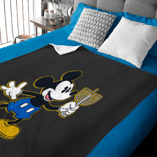 Disney Mickey Mouse Hanukkah Menorah Happy Holidays Baby Blankets