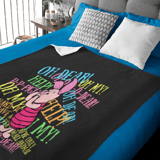Disney Winnie The Pooh Piglet Scared Quotes Baby Blankets
