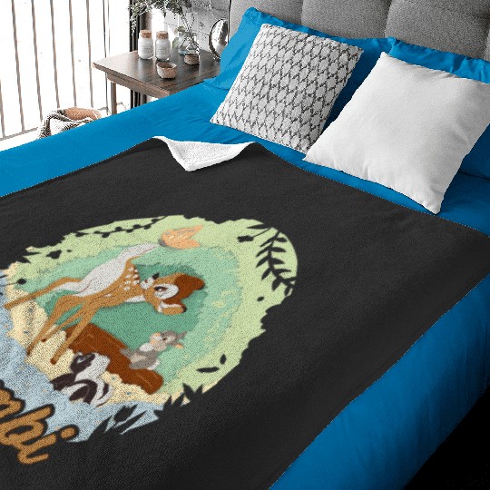 Disney Bambi Thumper And Flower Paper Cut Portrait Baby Blankets
