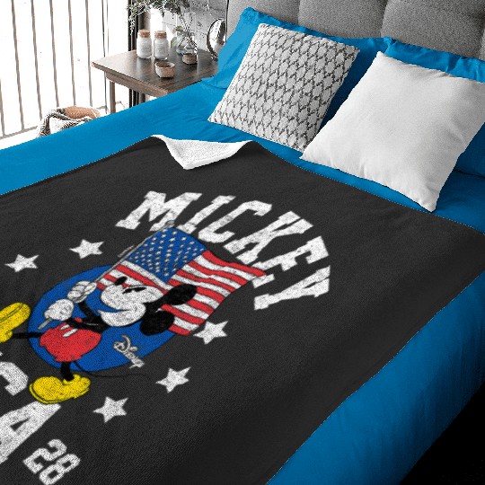 Disney - Mickey Waving Flag USA Baby Blankets