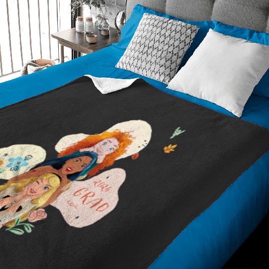 Disney Princess Trio Class of 24 Graduation New Grad 2024 Baby Blankets