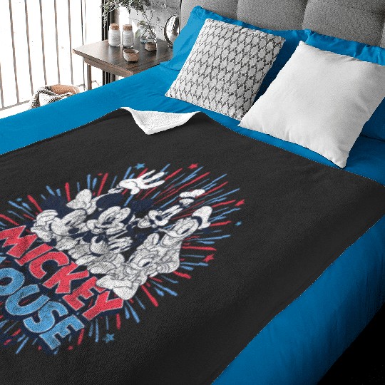 Disney Mickey Classic 4th Of July Group Fireworks Poster Baby Blankets