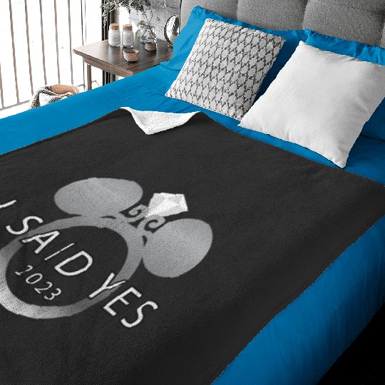 Disney I Said Yes 2023 Engagement Ring Proposal Mickey Baby Blankets