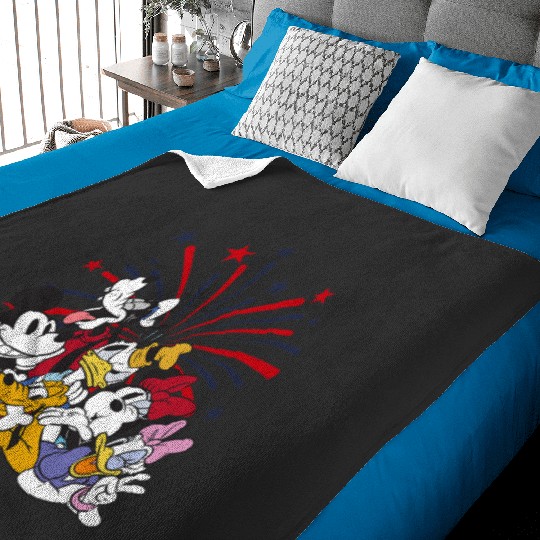 Disney Mickey and Friends 4th Of July Group Fireworks Baby Blankets