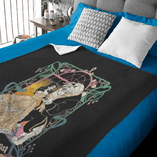 Disney Beauty and the Beast Belle Seventies Retro Poster Baby Blankets
