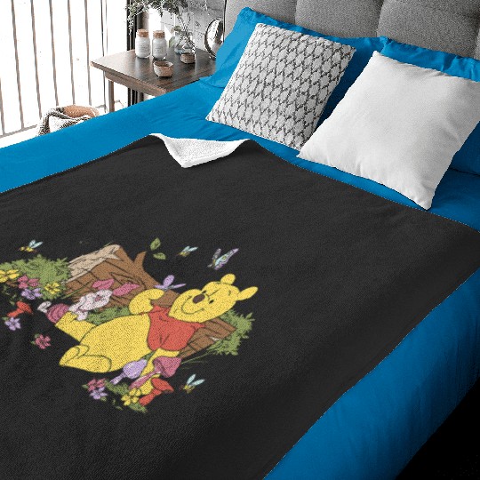 Disney Winnie The Pooh Piglet And Pooh Floral Butterfly Baby Blankets