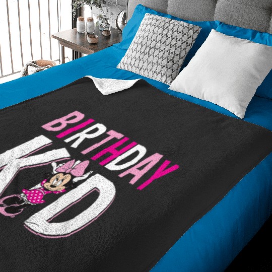 Disney Minnie Mouse Birthday Kid Neon Pink Minnie Logo Baby Blankets