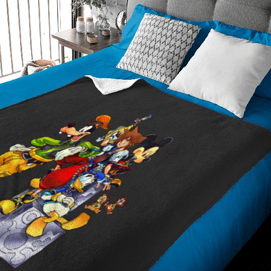 Disney Kingdom Hearts Goofy Mickey & Donald Sora Block Shot Baby Blankets